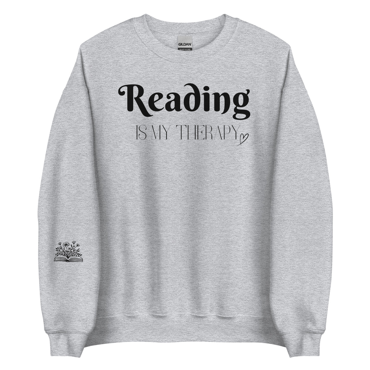 Reading is my therapy w/book Crew Neck