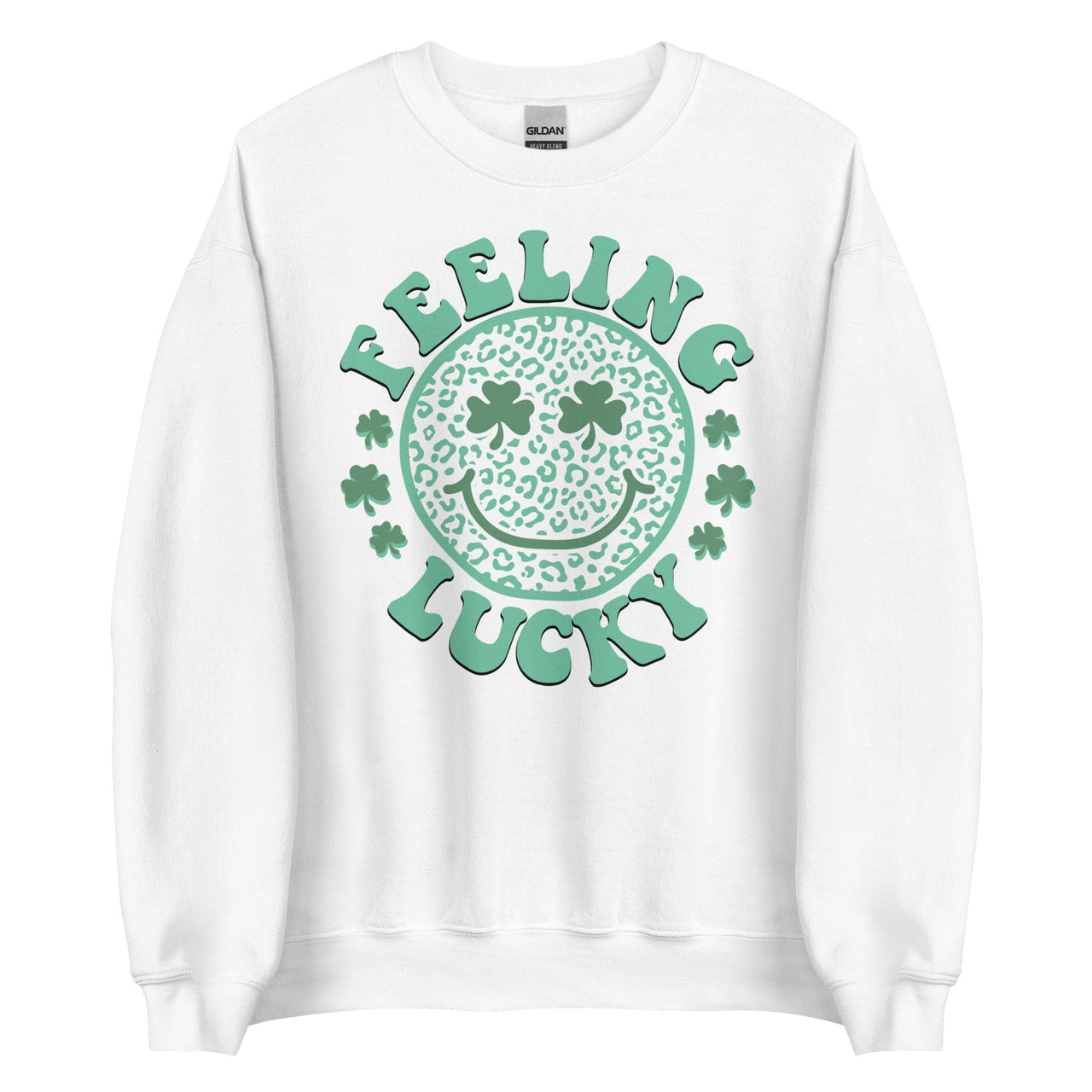 Feeling Lucky Smiley/Leopard Crew Neck