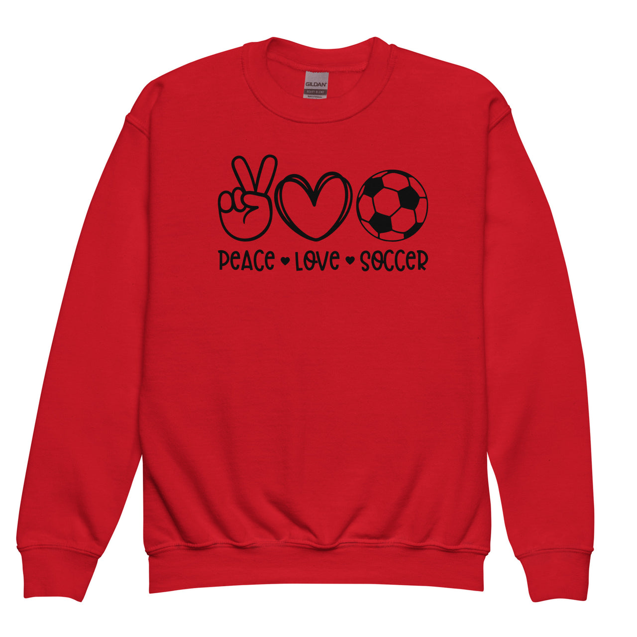 Peace, Love, Soccer Youth Crew Neck