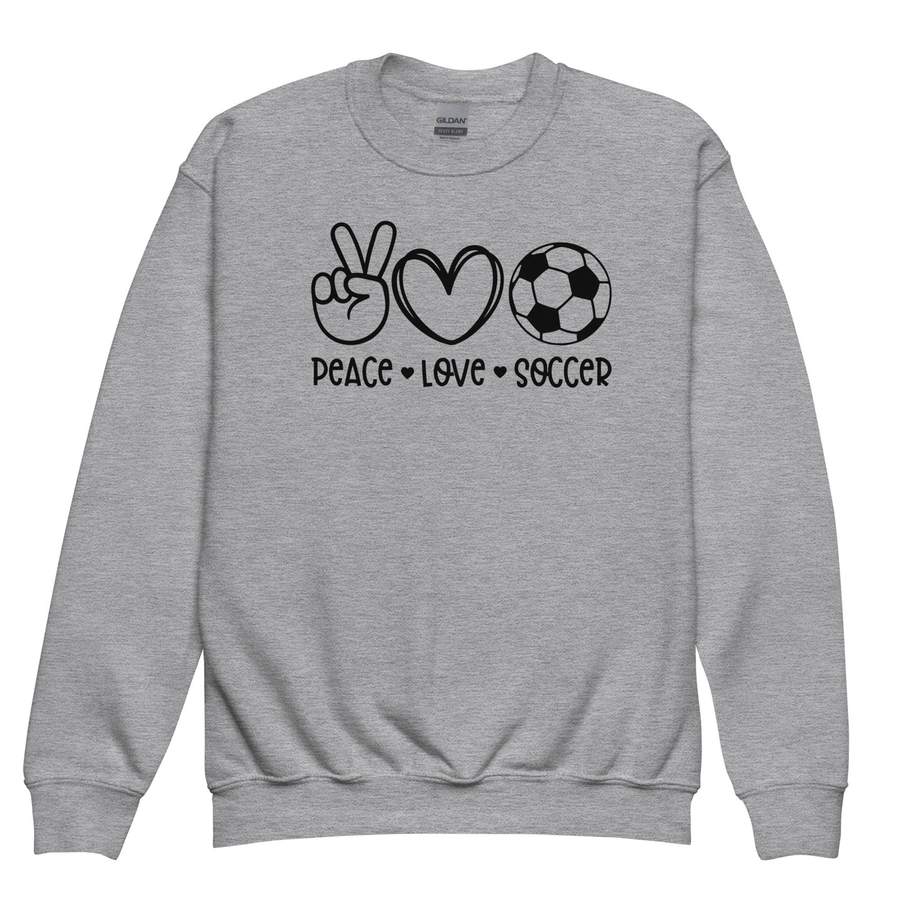 Peace, Love, Soccer Youth Crew Neck